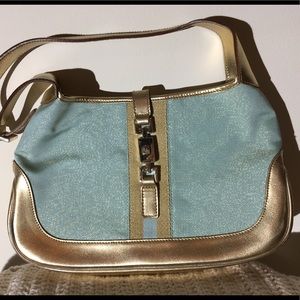 Gucci Jackie-O Blue Sparkle Blue Gold Leather Bag